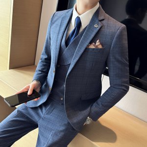 (image for) Mainly recommend men\'s British-style suit single-breasted three-piece peak collar business suit KTZ1835-P330